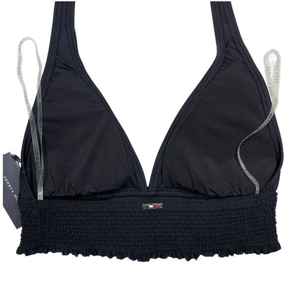 Tommy Hilfiger Black Smocked Halter Bikini Womens Swim Top Size Small - Picture 10 of 11